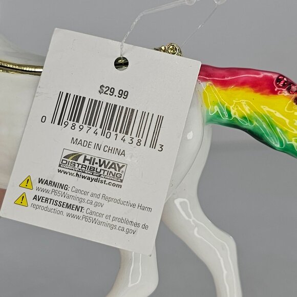 Enamel Jeweled Unicorn Horse Trinket Box Rhinestone *Missing Jewel* - Picture 9 of 9